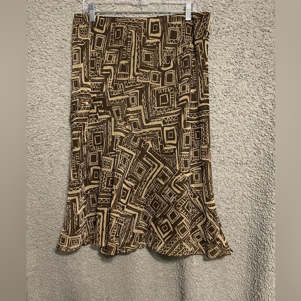 Cato Brown Geometric A-Line Skirt